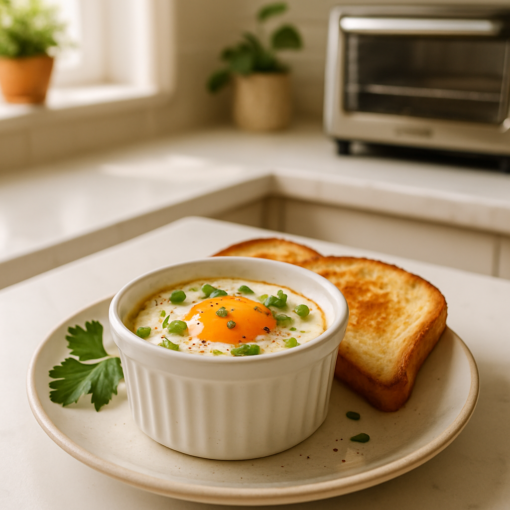 Toaster Oven Baked Eggs in a Ramekin