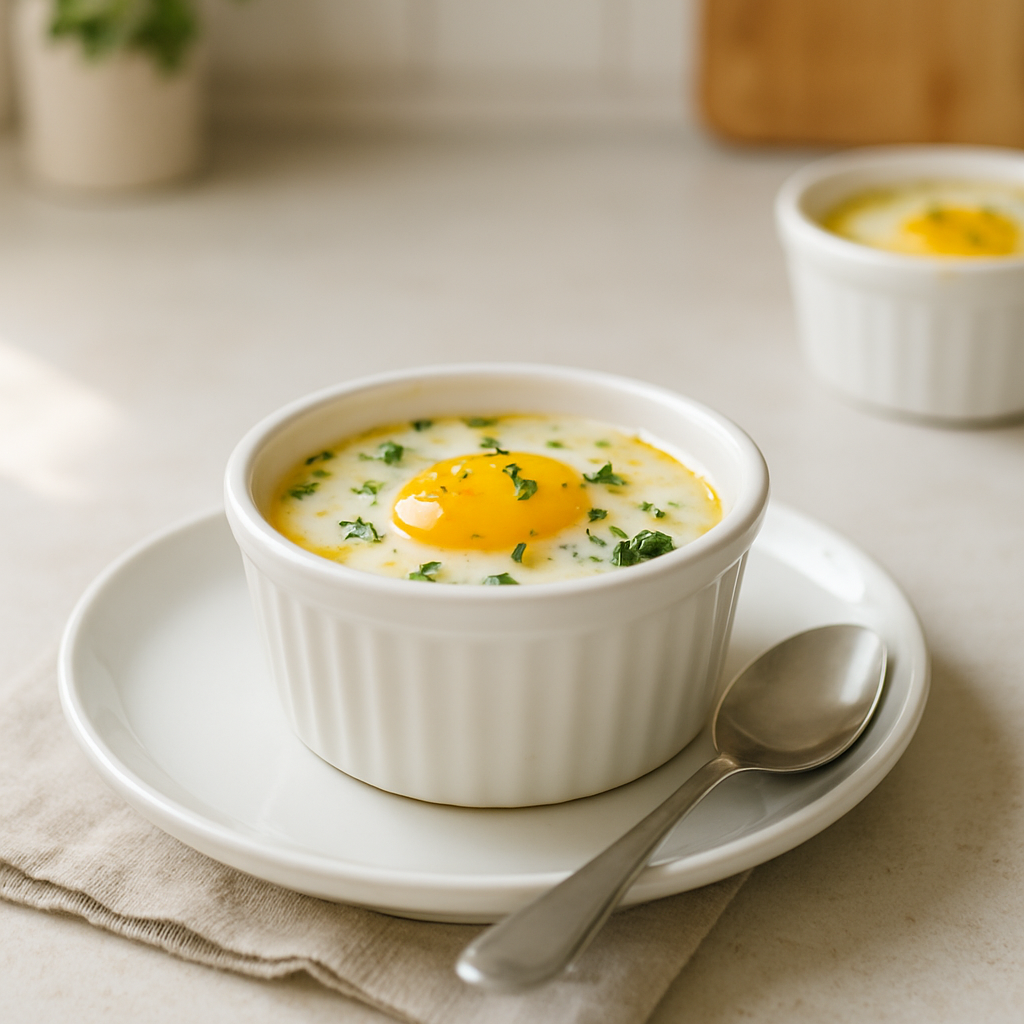 Toaster Oven Baked Eggs in a Ramekin