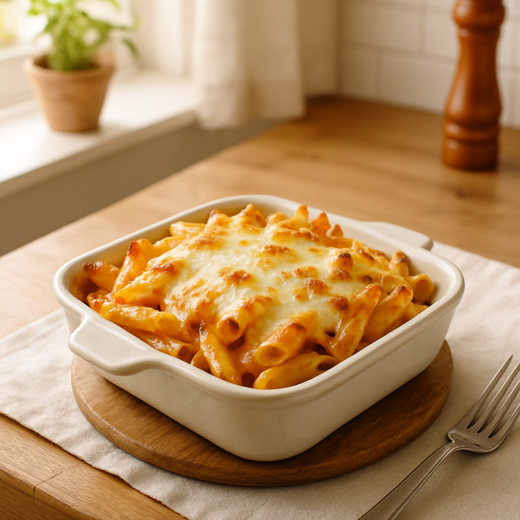 Toaster Oven Cheesy Baked Penne for Two