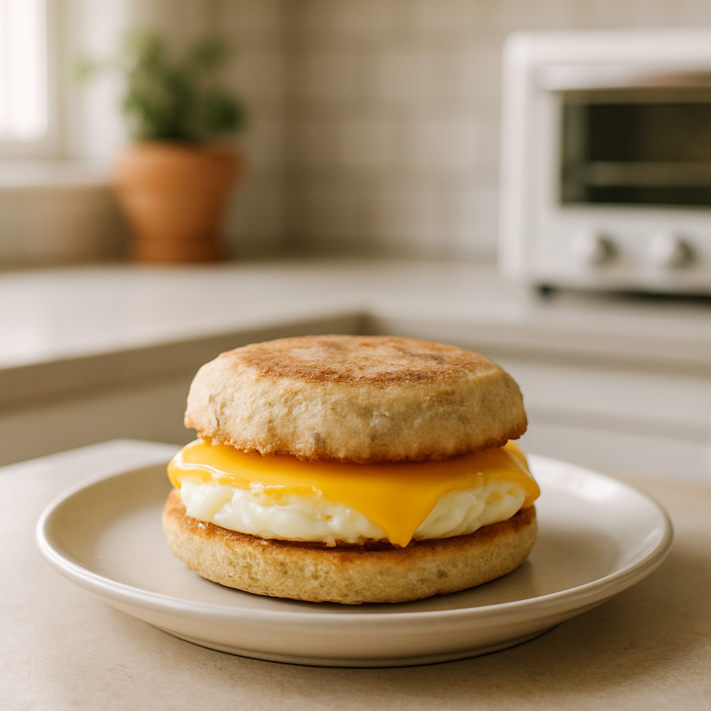 Toaster Oven Egg and Cheese Breakfast Sandwich